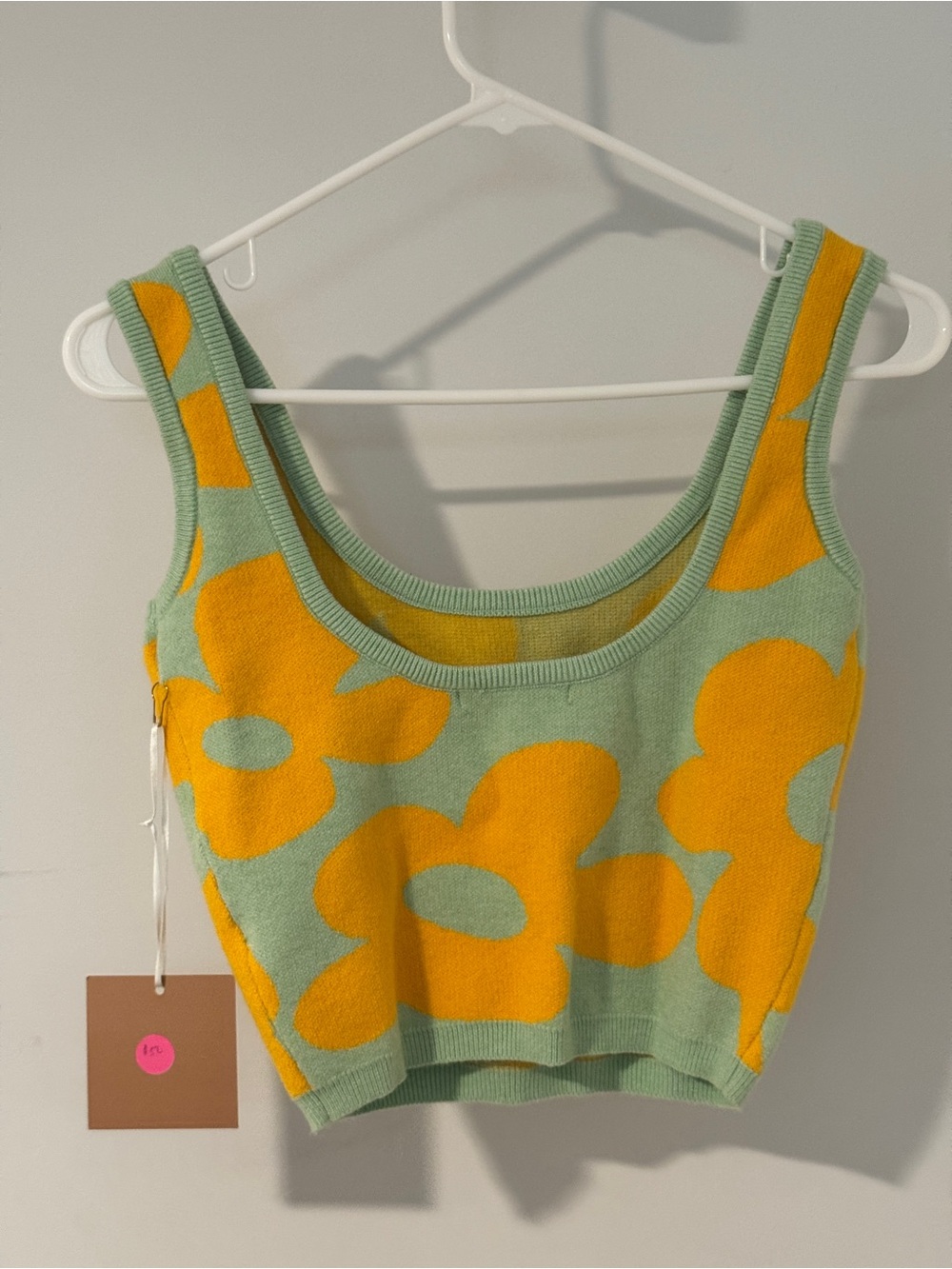 Bailey Rose NWT Sage Green Floral Knit Crop Tank Sz M - Picture 2 of 3